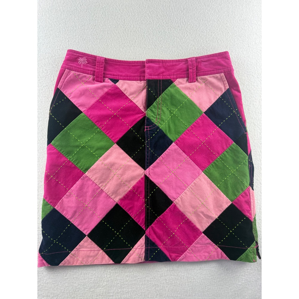 Lilly Pulitzer Pink Argyle Patchwork Corduroy Min… - image 1
